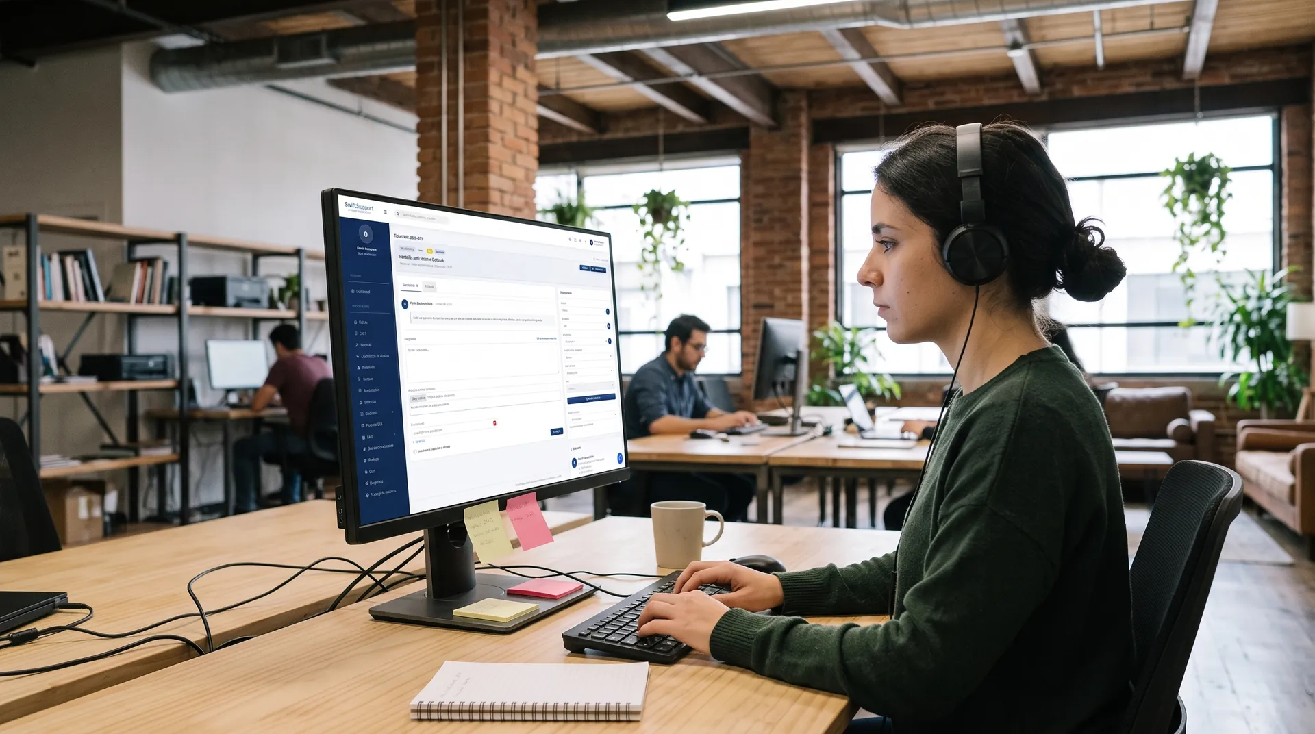 Support specialist handling a ticket in Swift Support