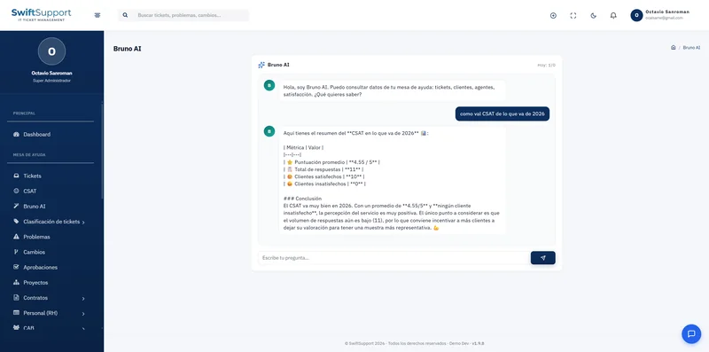 Swift Support Bruno AI assistant