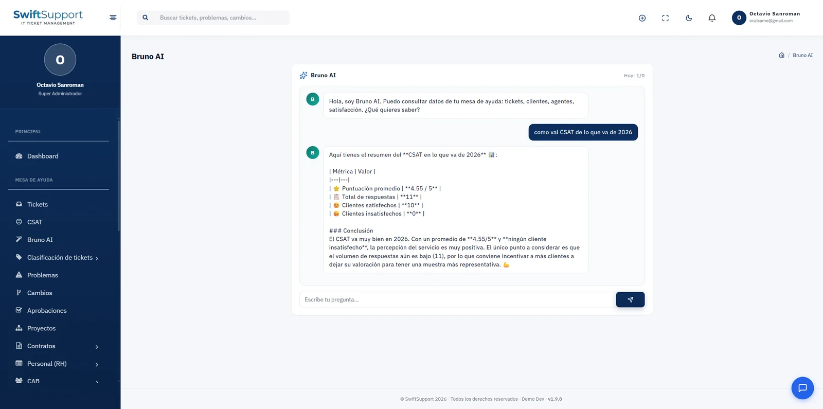 Bruno AI in Swift Support