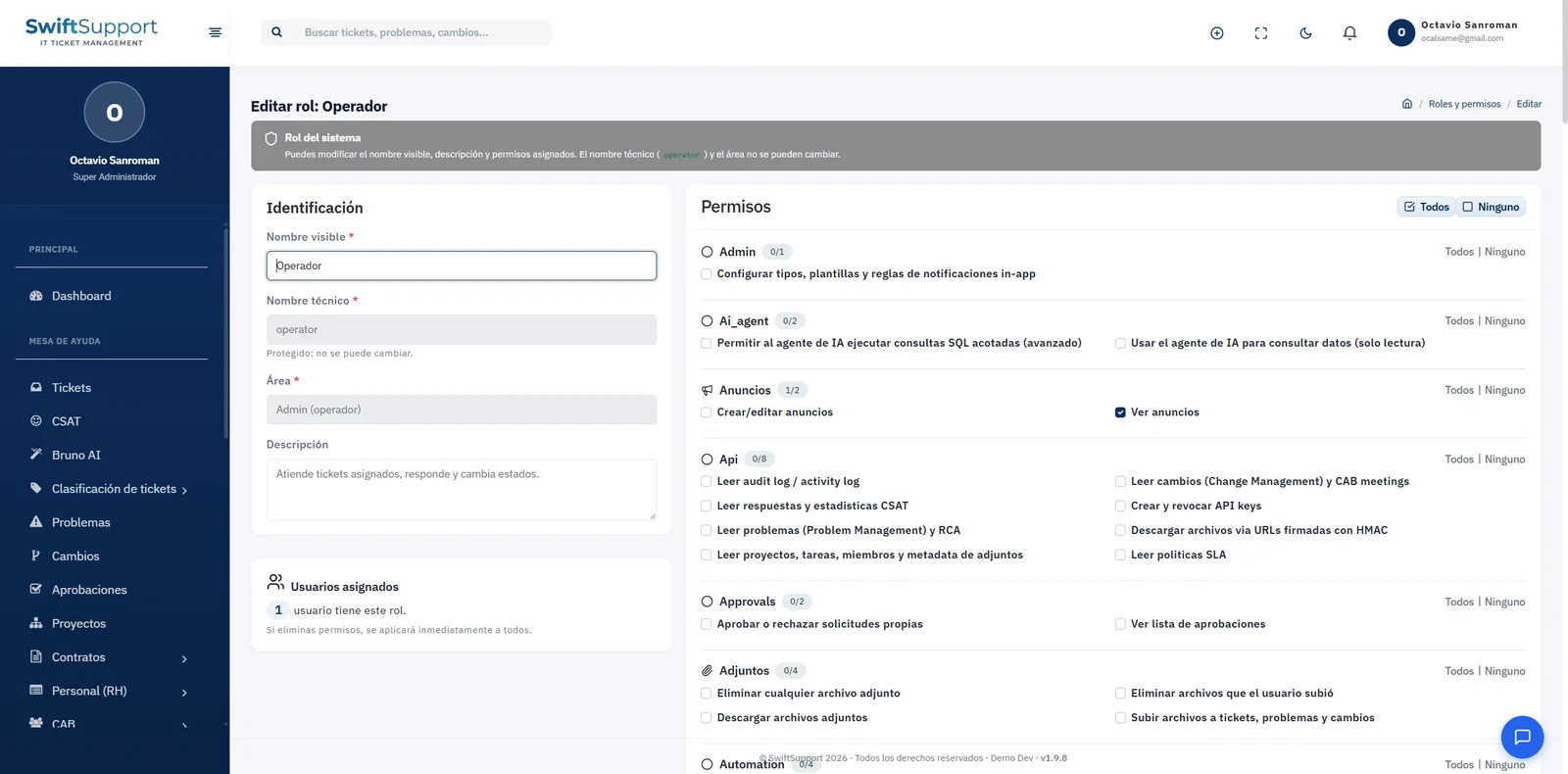 Permissions in Swift Support